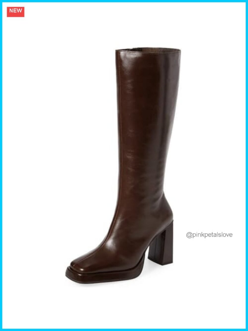 Faux Leather Knee High Platform Block Heel Tall Boots Square Toe Side Zip